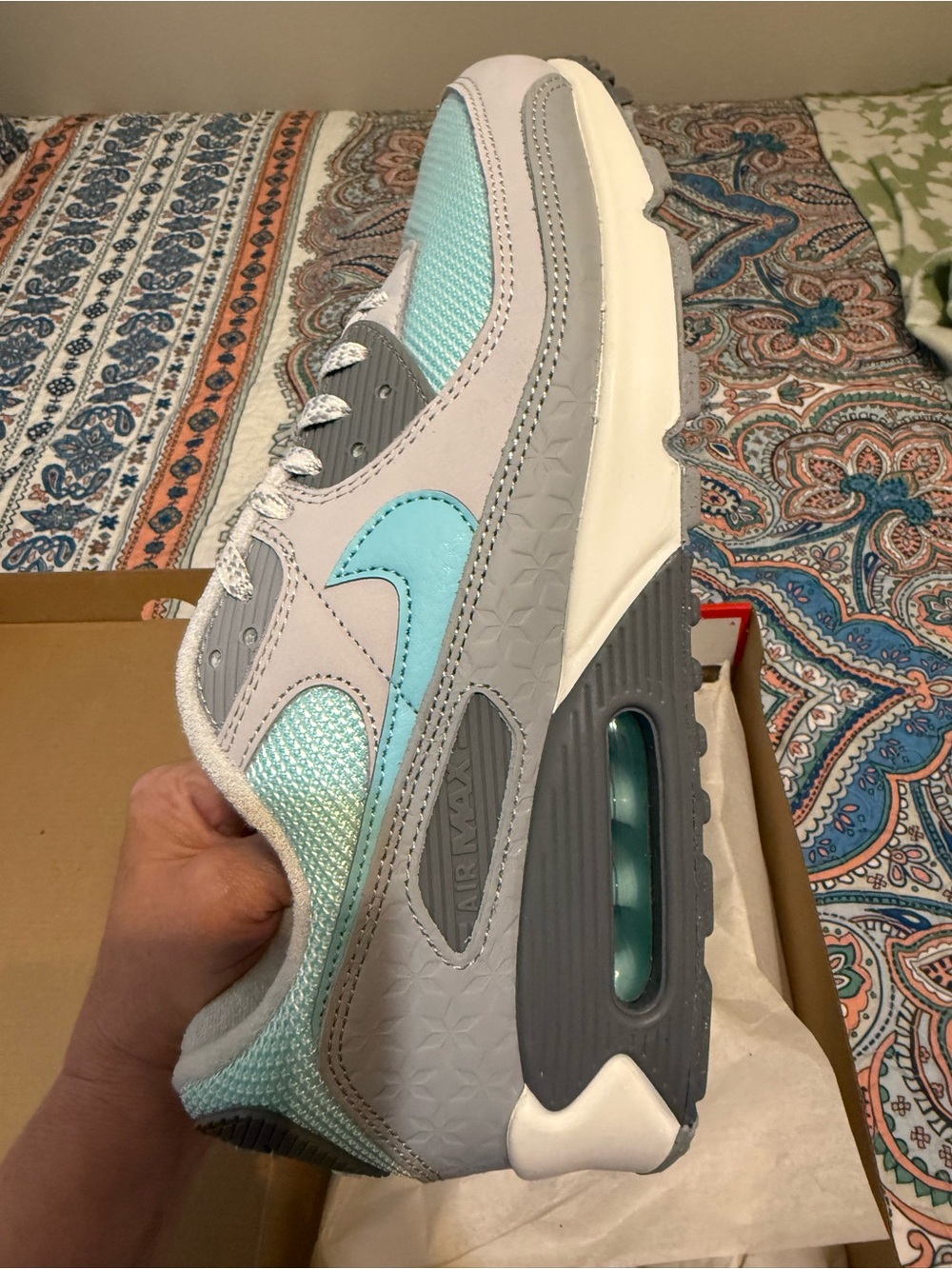 Nike Air Max 90 Lightweight Sneakers - Light Blue/Gray - Picture 5 of 6